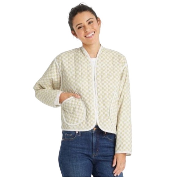UNIVERSAL THREAD - TARGET Women’s Quilted Checked Button Up Jacket Size Medium - Picture 2 of 12